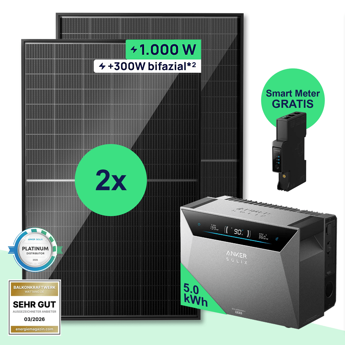 Wattano Lite 1.000 W + Anker SOLIX Solarbank 4 Pro