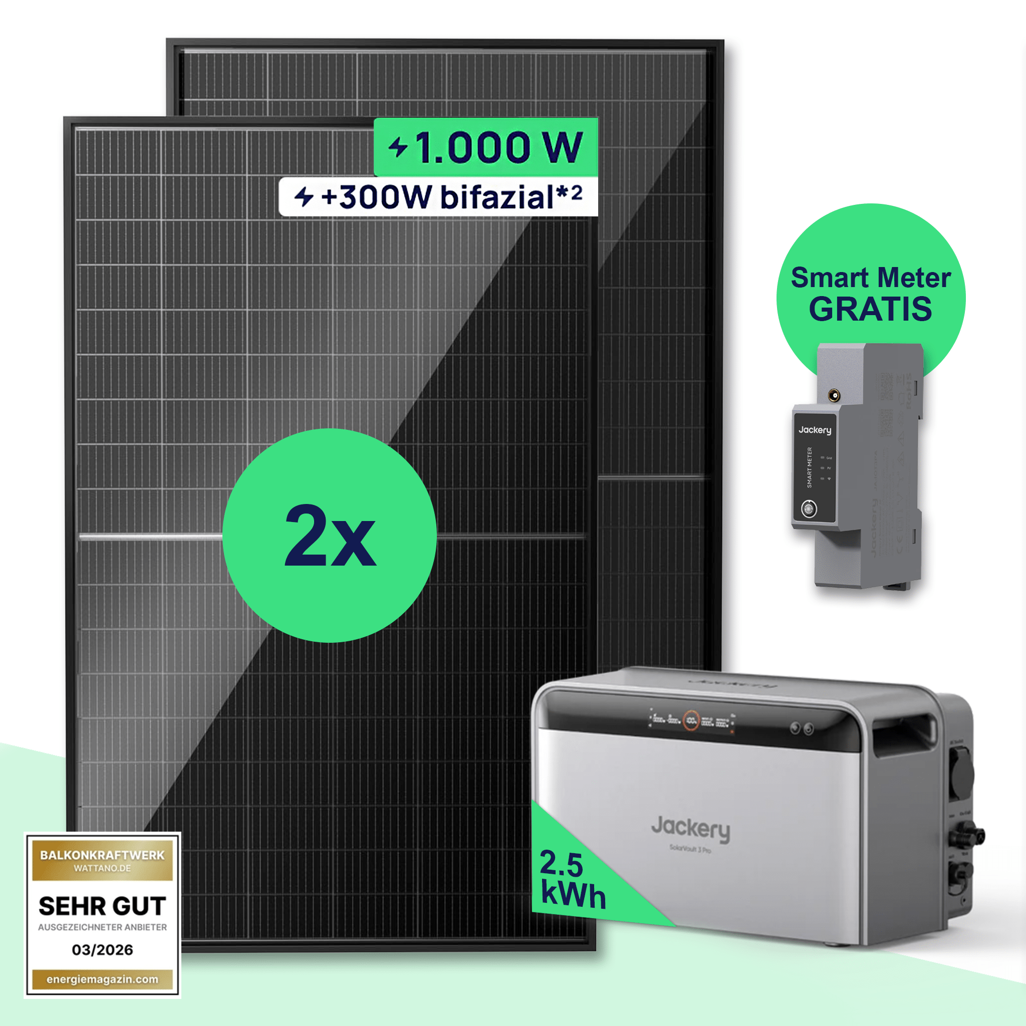 Wattano Lite 1.000 W + Jackery Solar Vault 3 Pro