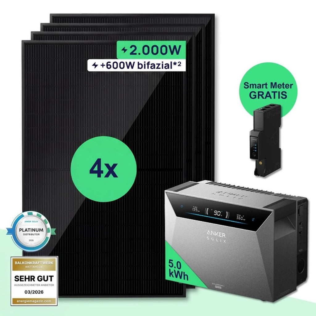 Wattano Starter 2.000 W + Anker SOLIX Solarbank 4 Pro