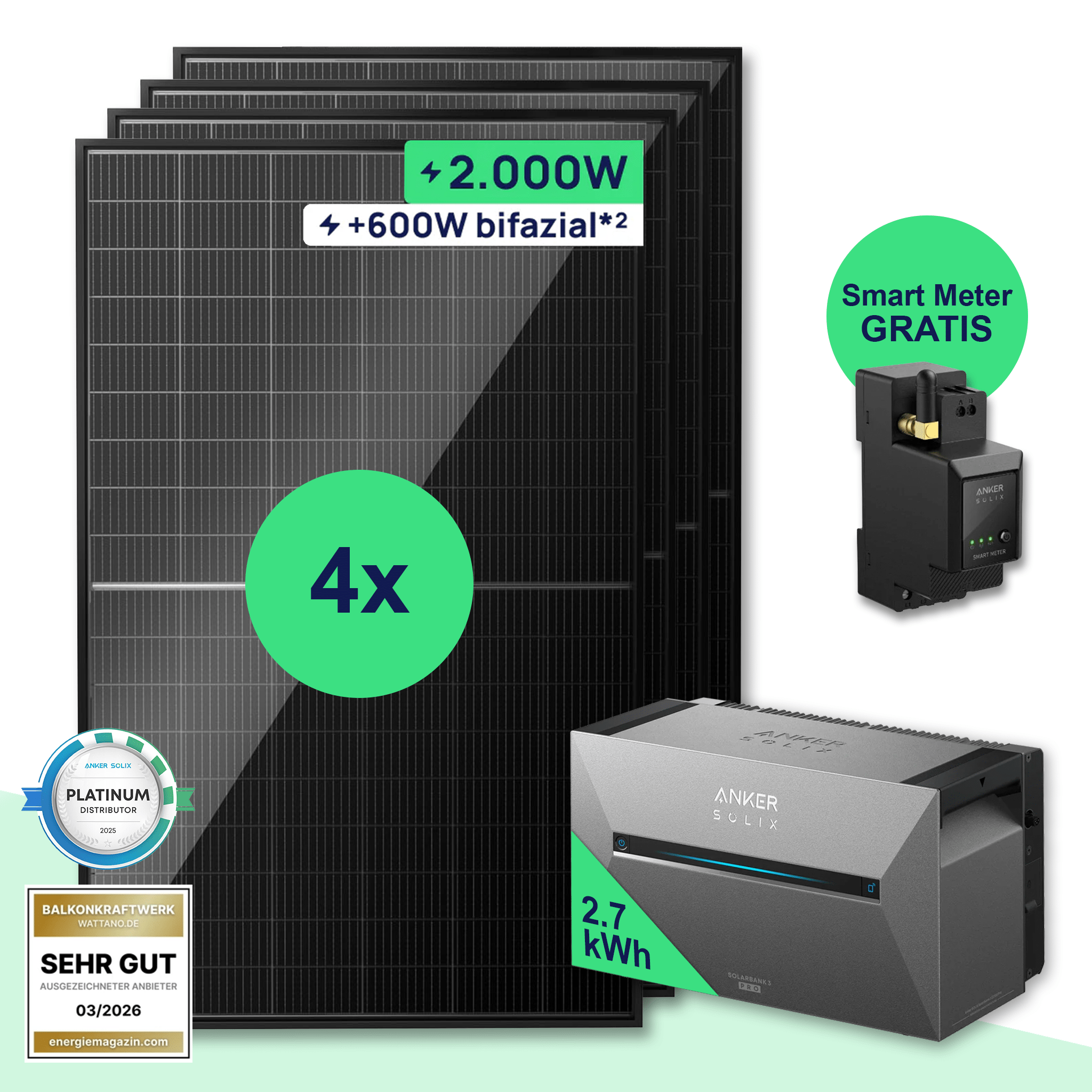 Wattano Starter 2.000 W + Solarbank 3 Pro